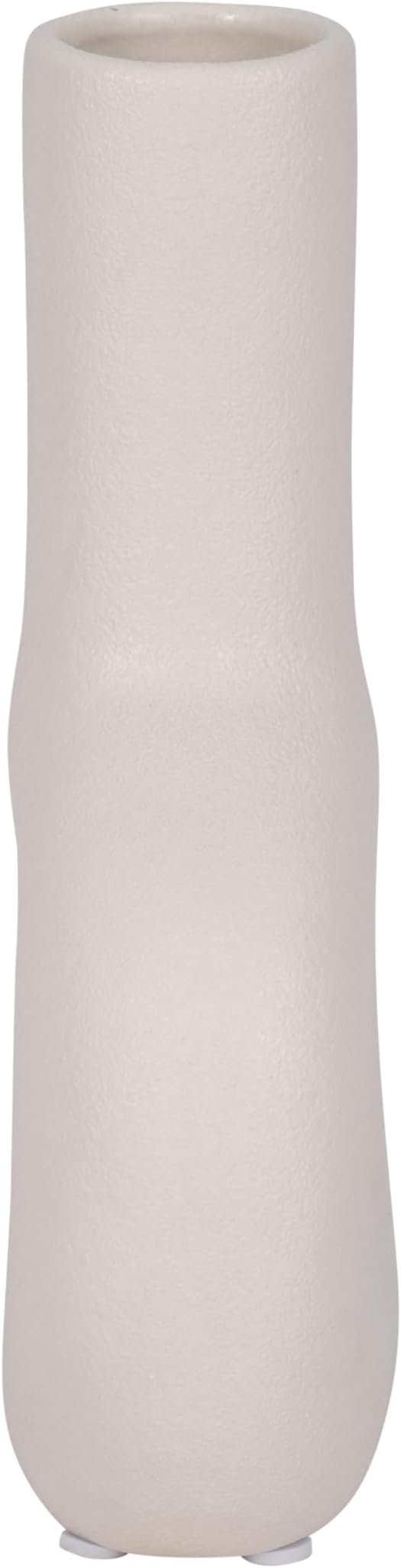 Decorative Flower Vase for Home Decor – Ceramic Modern Flower Vase With Open Cut Design, Stylish Table Centerpiece for Living Room or Entry Display, Modern for Faux Flowers and Greenery – 8", Ivory