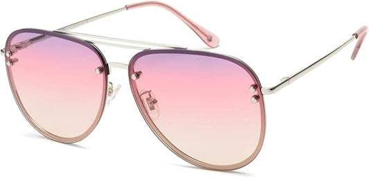 Trendy Oversized Aviator Sunglasses for Women 2025, Cute Retro Aviator Sun Glasses UV Protection Big Shades VF2203
