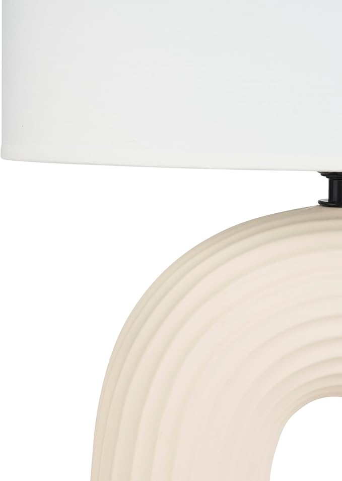 Nourison Home 21" Off White Textured Arch Table Lamp for Bedroom, Living Room, Console, Entryway