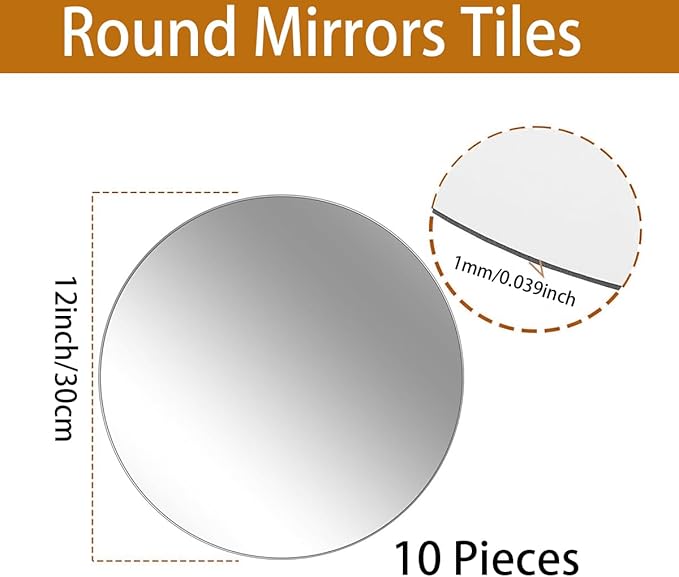 12" 10PCS Round Mirrors for Centerpieces, Circle Mirror Centerpieces for Tables, Acrylic Mirror Tiles for Wall Table Wedding Centerpieces Mirror Plates for Candle Birthday Decorations DIY Craft
