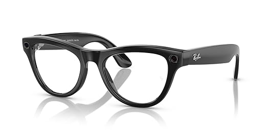 Ray-Ban Meta (Gen 1) Skyler, Shiny Black | Smart AI Glasses for Men, Women — 12 MP Camera, Open-Ear Speakers for Audio, Video Recording, Bluetooth — Transitions® Cerulean Blue — Wearable Technology
