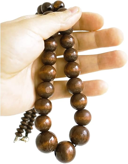 Xianli Wang Natural Wood Beads Necklace for Men Women Wooden Chain Unisex Chunky Bead Necklaces