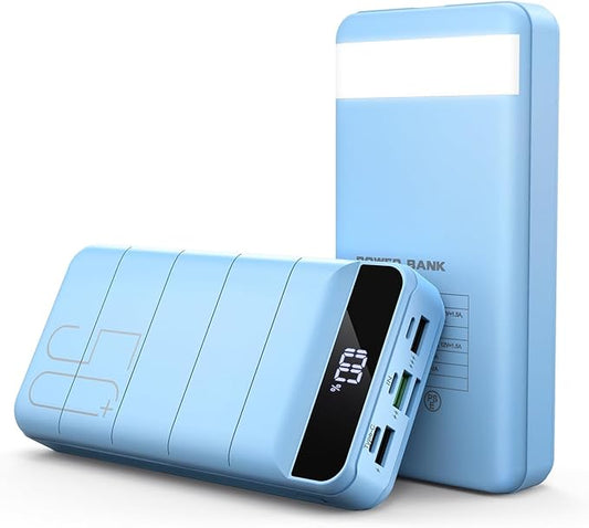 Power Bank Fast Charging 50000mAh - 22.5W Portable Charger USB C Quick Charge with 4 Outputs & 3 Inputs LED Display Huge Capacity External Battery Pack for iPhone, Samsung, iPad etc Sierra Blue
