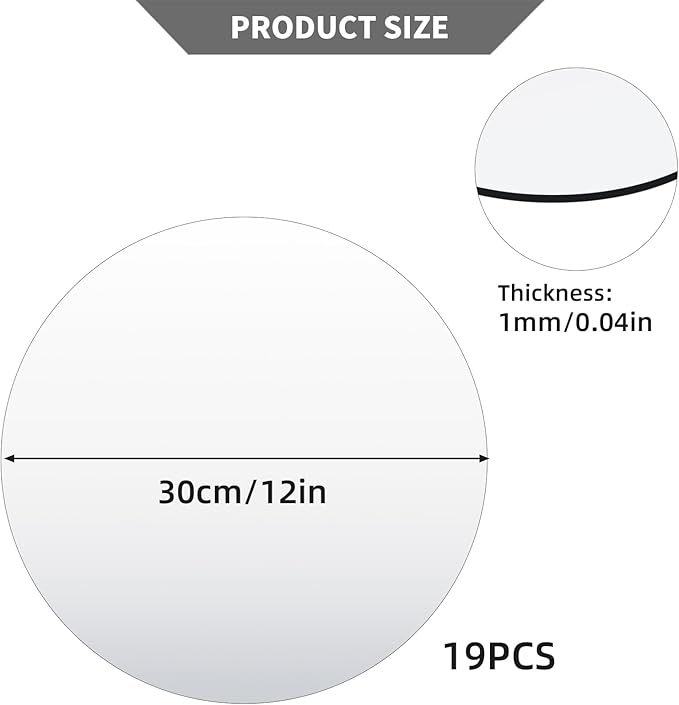 19 Pcs Mirror Centerpieces for Tables, Acrylic Round Small Mirror Trays Decoration Candle Plate Mirrors for Wedding Table Centerpiece Baby Shower Christmas Party Decor and Crafts (12inch/30cm)