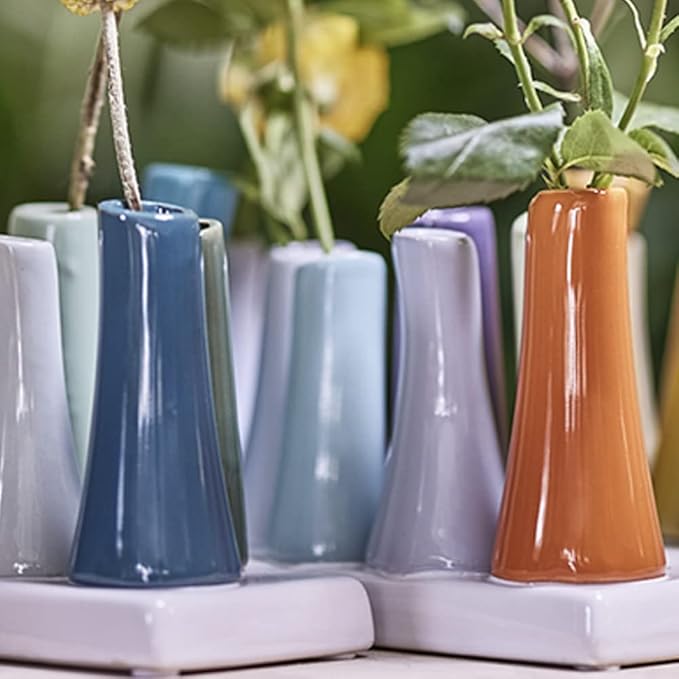 Chive - Pooley 2, Ceramic Flower Vase, 8-Tube Shape (Orange)