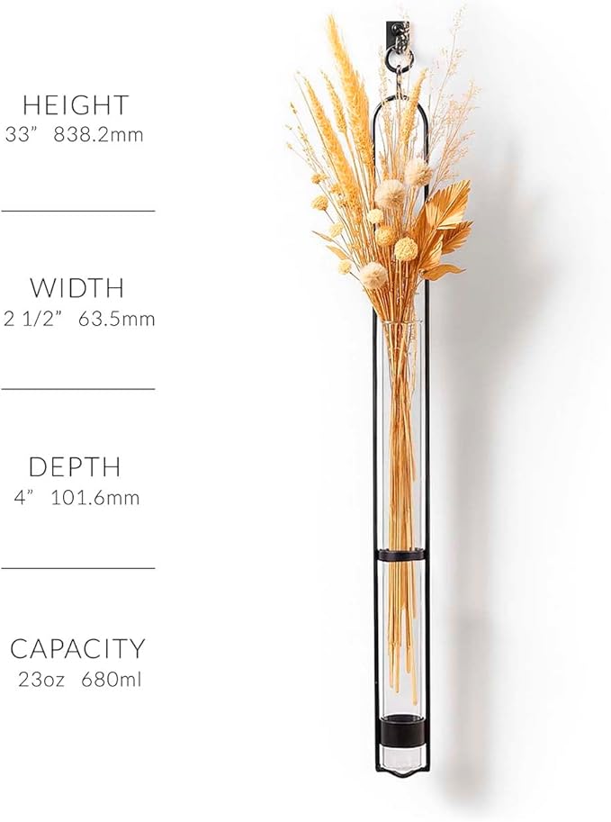 COURONNE CO. Elegant Glass Flower Vases & Test Tube for Plants - 33 in – Clear Vase Decor for Living Room, Indoor Plants & Home Decorations