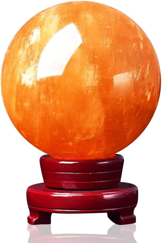 4 inch Natural Citrine Crystal Sphere Ball Feng Shui Ornament+Stand and One Free Bracelet (3.14inch(80mm))