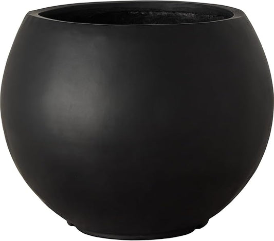 17 H x 21" Dia (15" Pot Opening) Round Fiberstone Planter with Drainage Hole, Black, Indoor/Outdoor Large Plant Pot for Home Patio Garden, Planter for Christmas Tree, Ideal for Large Plants