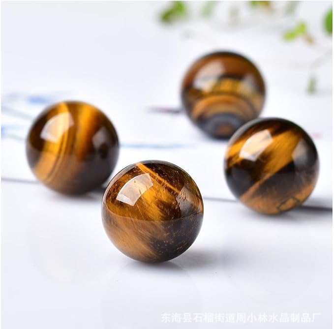 Natural Tiger's Eye Healing Crystal Gemstone Sphere Ball for Reiki Balancing Meditation Energy Home and Office Decoration (4-4.5cm, Tiger's Eye)