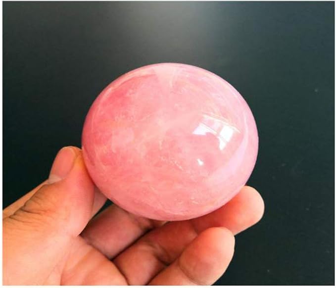 Natural Rose Quartz Healing Crystal Gemstone Sphere Ball for Reiki Balancing Meditation Energy Home and Office Decoration (6-6.5cm, Rose Quartz)