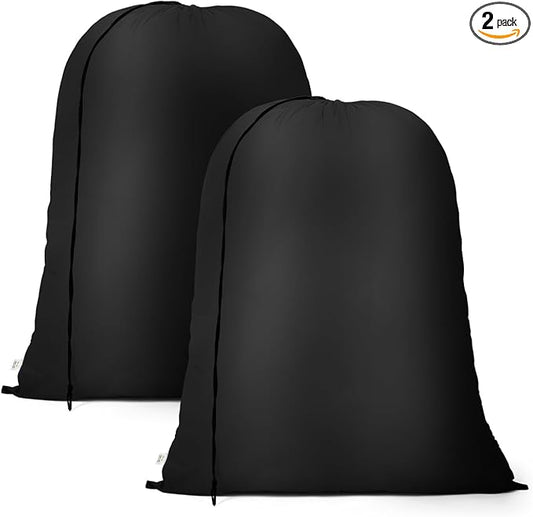 OTraki Small Laundry Bag 16x20 Inch Laundry Sack Bag with Drawstring Closure 2 Pack Laundry Wash Bag Dirty Clothes Organizer Machine Washable for Camp Home College Dorm, Black