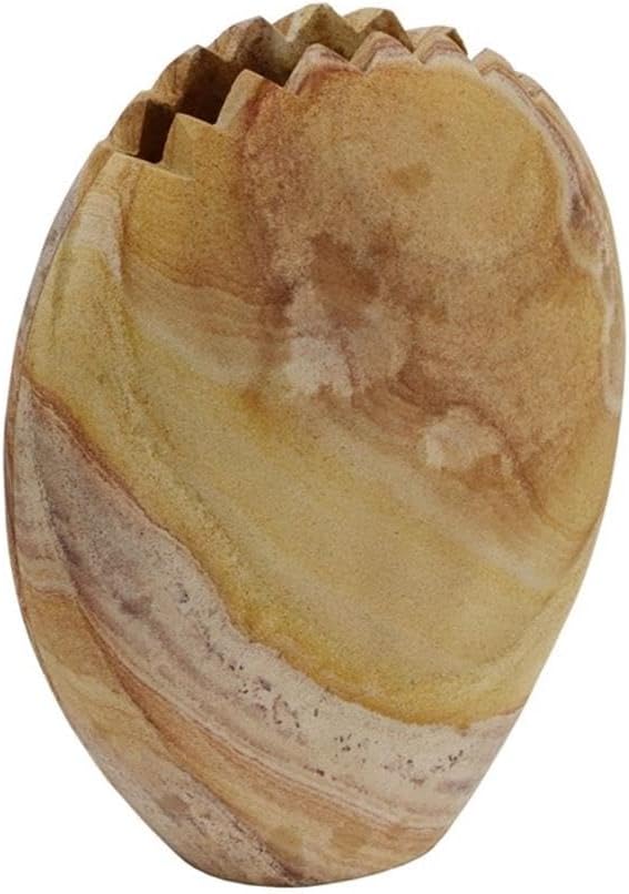 Pemberly Row Handmade Transitional Mantis Stone Vase in Sandstone