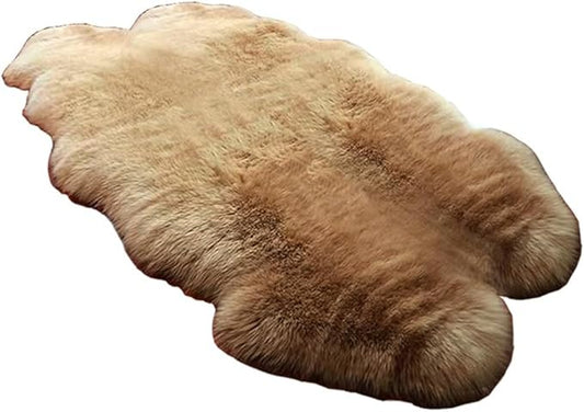 Woolous Brown Sheepskin Rug 4x6 ft, Genuine New Zealand Large Natural Fur Fluffy Area Rug, Real Sheep Skin Rug Quad for Nursery, Bedroom & Living Room (4 pelt)