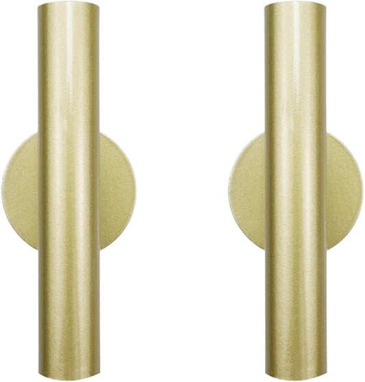 2 Pack Wall Mounted Flower Tube Metal Flower Vase with Sticker for Flower Display Decoration(Gold)