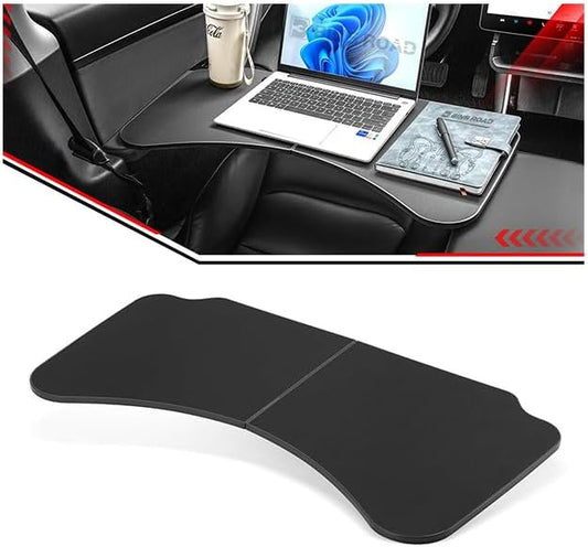 BINB ROAD Car Folding Tray Table Leather Compatible with Tesla Model 3 Y – Multi-Use Dining Tray & Laptop Stand, Fits Front Driver & Passenger Seats,Black