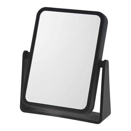Danielle Creations Rectangle Soft Touch Vanity Mirror, Black, 1x/7x Magnifying Makeup Mirror with Stand, Portable Tabletop Bathroom or Desk Mirror