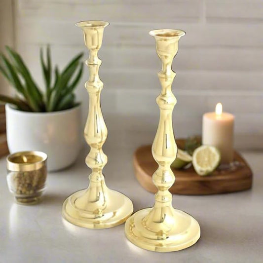 Brass Candlesticks. 11 "H - Set of 2 Brass CandleHolders,Taper Candle Holder for Candlesticks Gold Dining Candelabra Candle Holder for Dining Home
