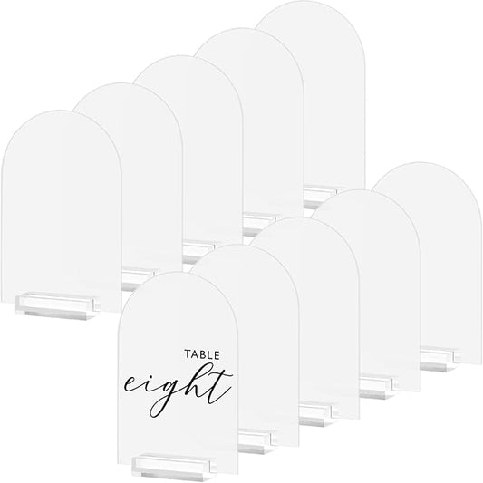 4x6 Inch Frosted Arch Acrylic Sign with Clear Stand-10 Pack Frosted Arched Acrylic Blank Table Signs with Holder, DIY Arch Sign Blank for Wedding Table Numbers