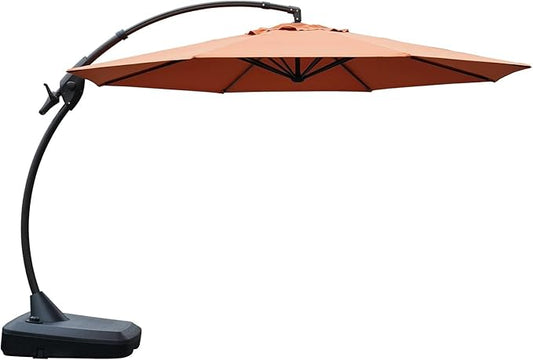 Grand patio 12FT Sunbrella Cantilever Round Umbrella Outdoor Round Aluminum Offset Umbrella with Base Included for Garden, Backyard, Pool (Spectrum Cayenne, 12 FT-SUNBRELLA)