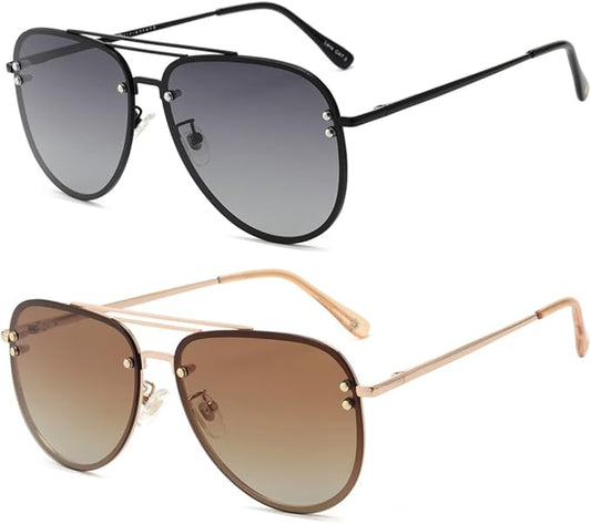 Trendy Oversized Aviator Sunglasses for Women 2025, Cute Retro Aviator Sun Glasses UV Protection Big Shades VF2203