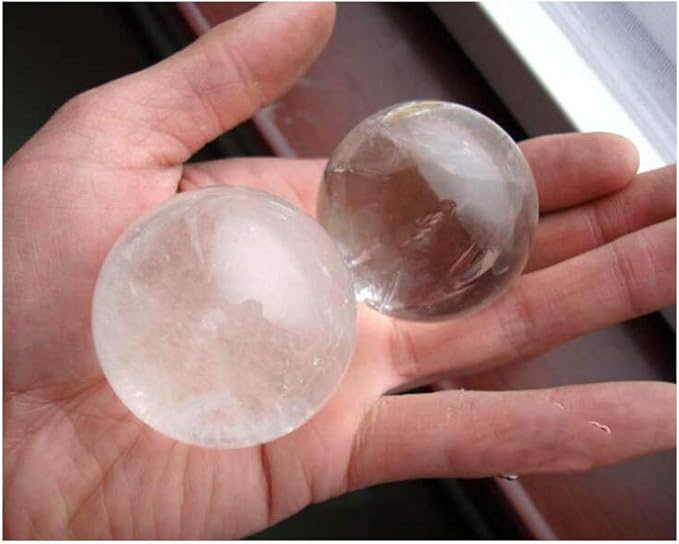 StoneStory Natural Clear Quartz Healing Crystal Sphere Ball for Reiki Balancing Meditation Energy Home and Office Decoration (5.5-6.5cm, White Crystal)