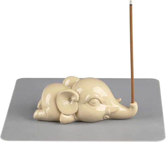 Cacukap Cute Elephant Incense Burner, Incense Holder for Sticks, Elephant Theme Incense Tray, Adorable Home Decoration, Unique Gifts Idea for Elephant Lover