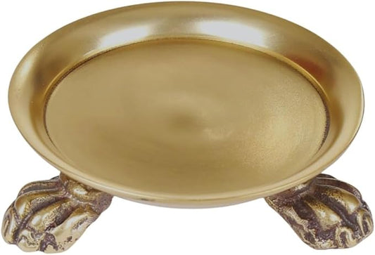 Plated Brass Clawfoot Dish - Candle Tray - Vintage Decor - Brass Candle Holder - Pedestal Tray - Candle Ring Trinket Dish