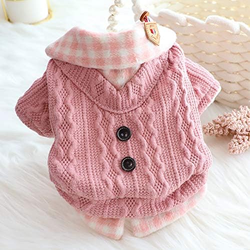 Dog Princess Sweater for Small Dogs Thick Shirt Plaid Clothes Costume Pet Girl Cute Coat Outfits Fall Costumes Winter Dog Sweaters (XL,Pink)