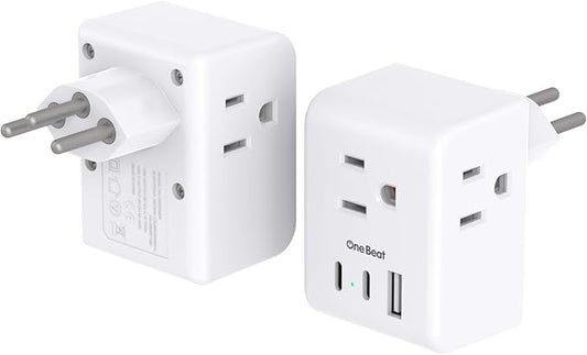 2 Pack Switzerland Travel Plug Adapter, Swiss Outlet Adapter with 3 Outlets 3 USB Charging Ports(2 USB C), Type J Power Adapter, Travel Essentials US to Switzerland, Rwanda, Liechtenstein