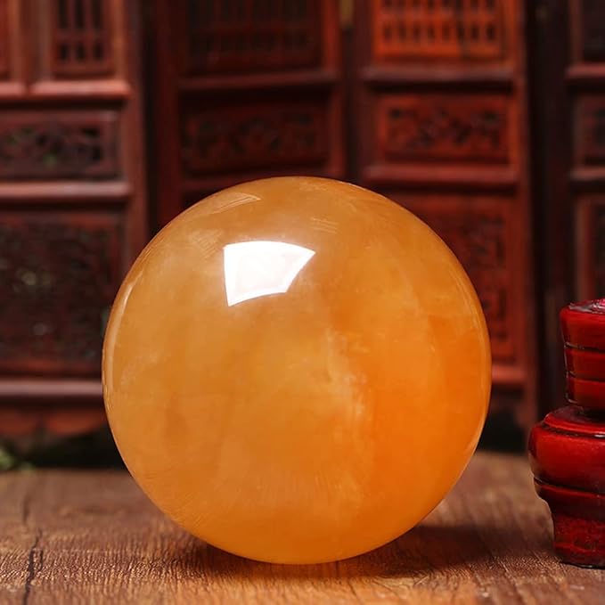 4 inch Natural Citrine Crystal Sphere Ball Feng Shui Ornament+Stand and One Free Bracelet (4inch(100mm))