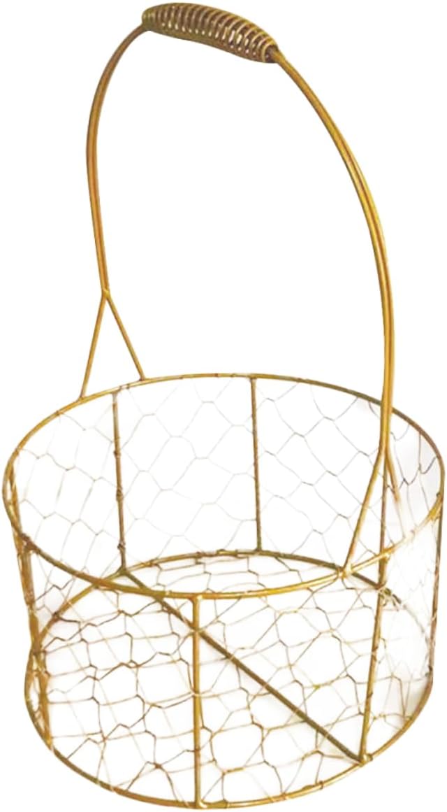 Round Decorative Wire Basket with Handle Versatile Storage for Home Organization Weddings and Events Chic Design for Fruits Crafts and More