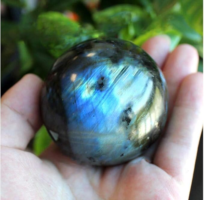 StoneStory Natural Labradorite Healing Crystal Sphere Ball Gemstone for Reiki Balancing Meditation Energy Home and Office Decoration (6cm, Labradorite)