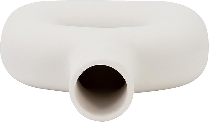 Sagebrook Home Modern Stoneware Vase - Decorative Dolomite Flower Holder - Minimalist Home & Office Accent - Stylish Tabletop Centerpiece for Living Room, Bedroom & Desk Decor - 8" White
