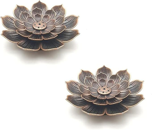 2 Pack Lotus Shaped Incense Plate, Sandalwood Burner, Stick Censer Household Yoga Studios Buddhism Nasturtium Incense Line Holder