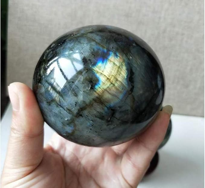 Natural Healing Crystal Labradorite Gemstone Sphere Ball 70mm for Reiki Balancing Meditation Energy Home and Office Decoration (7cm, Labradorite)