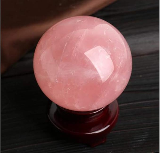 Natural Rose Quartz Healing Crystal Gemstone Sphere Ball for Reiki Balancing Meditation Energy Home and Office Decoration (6-6.5cm, Rose Quartz)
