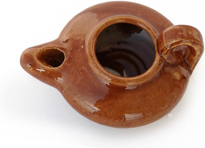 Biblical Herodian Clay Oil Lamp – Authentic Glazed Replica from The Time of Jesus in Jerusalem - Handmade Holy Land Christian Faith Gift