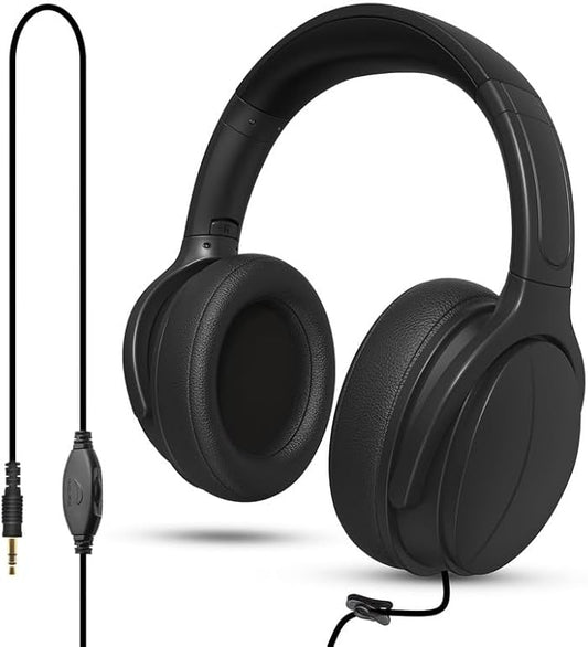 Extra Long Cord Wired Headphone for TV and PC for TV Watching for Seniors with Volume Control Wired Headphones with Long Cord Length Universal 3.5mm AUX Audio(19.6FT)