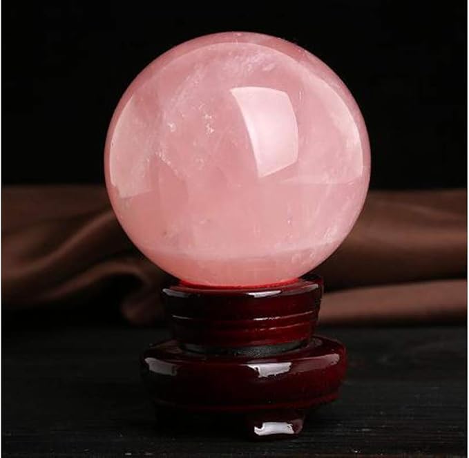 Natural Rose Quartz Healing Crystal Gemstone Sphere Ball for Reiki Balancing Meditation Energy Home and Office Decoration (4-4.5cm, Rose Quartz)