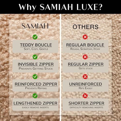 SAMIAH LUXE Brown Teddy Boucle Pillow Covers 20x20 2pcs for Home Living Room Decor, Sherpa Textured Decorative Throw Pillow Covers for Boho Decor, Square Throw Cushion Euro Shams for Modern Farmhouse