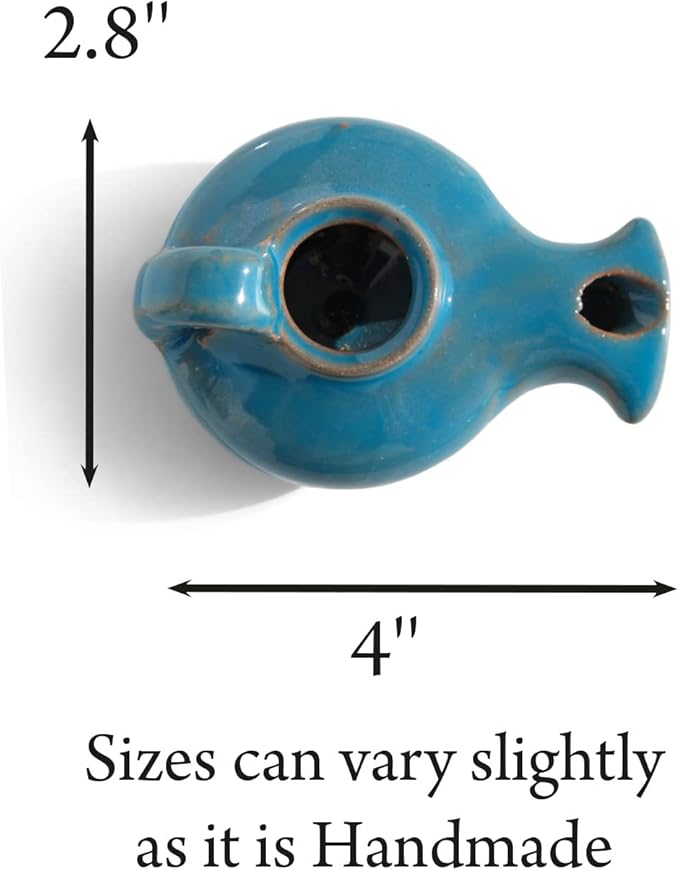 Herodian Blue Glazed Oil Lamp with Handle – Authentic Biblical Clay Candle Holder Replica from The Holy Land - Handmade Judaica & Christian Faith Gift with Certificate of Authenticity
