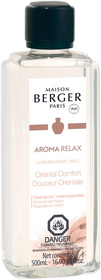 MAISON BERGER Oriental Comfort Lampe Berger Refill, 500 ml (16.9 fl oz), Odor-Neutralizing Home Fragrance Oil Lamps, Star Aniseed, Liqourice, Jasmine, Rose, Made in France