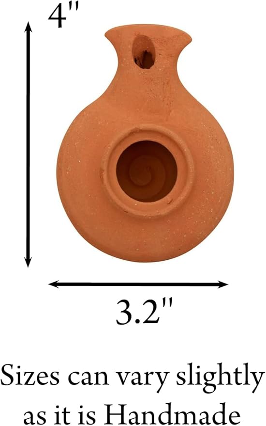 Biblical Herodian Clay Oil Lamp with Jar - Authentic Terracotta Replica from Holy Land Archaeological Finds - Handmade Christian & Jewish Faith Artifact