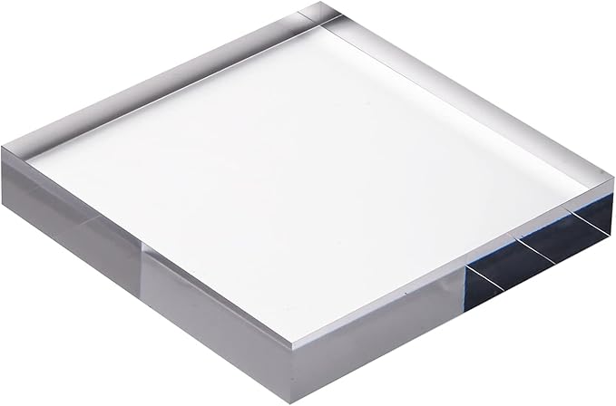 CiaoHER 1in Thickness 4in Square Acrylic Cube Display Block Clear Polished Pedestal Stand Riser Solid Base 4" x 4" x 1", 2 Pack