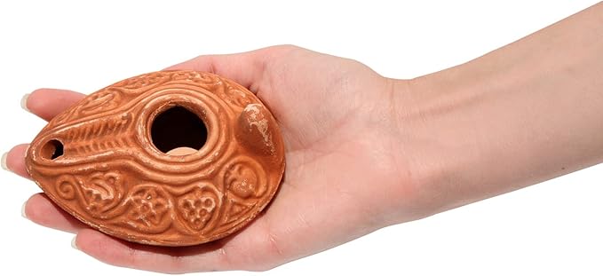 Biblical Herodian Clay Oil Lamp with Bethlehem Olive Oil - Authentic Holy Land Replica with Gift Bag & Certificate of Authenticity - Handmade Christian & Judaica Faith Gift