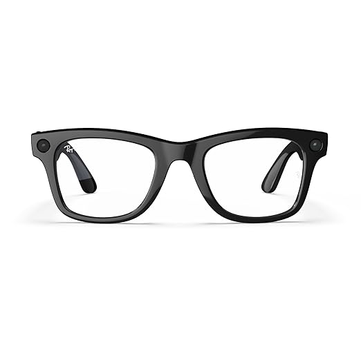 Ray-Ban Meta (Gen 1), Wayfarer, Large Shiny Black |Smart AI Glasses for Men, Women -12 MP Camera, Open-Ear Speakers for Audio, Video Recording and Bluetooth -Clear Lenses -Wearable Technology