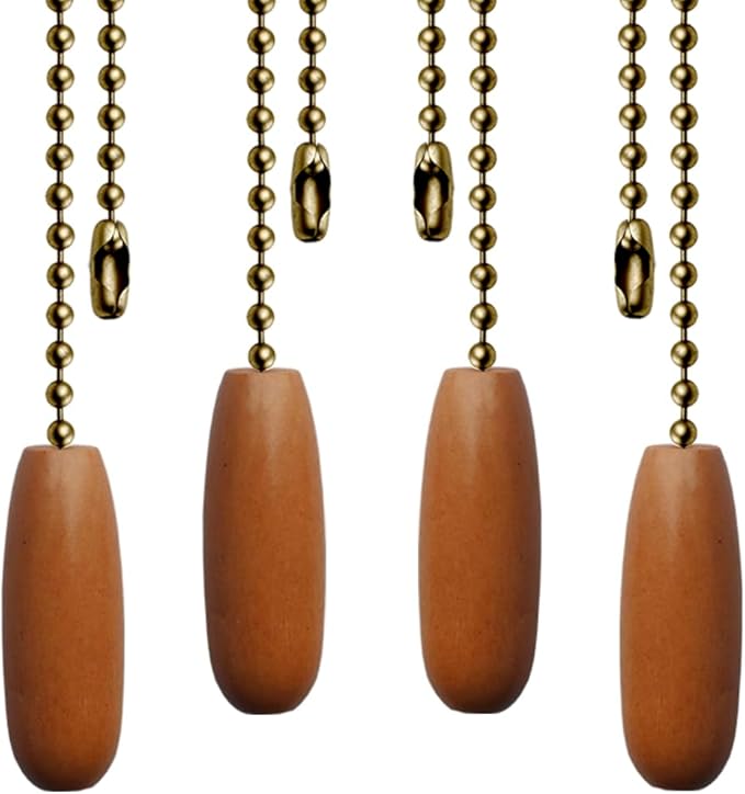 4 Pack Ceiling Fan Pull Chains 12-inch Beaded Ball Chains Wooden Decorative Pendant Extension Chains for Ceiling Light Lamp Fan Chain(Bronze)