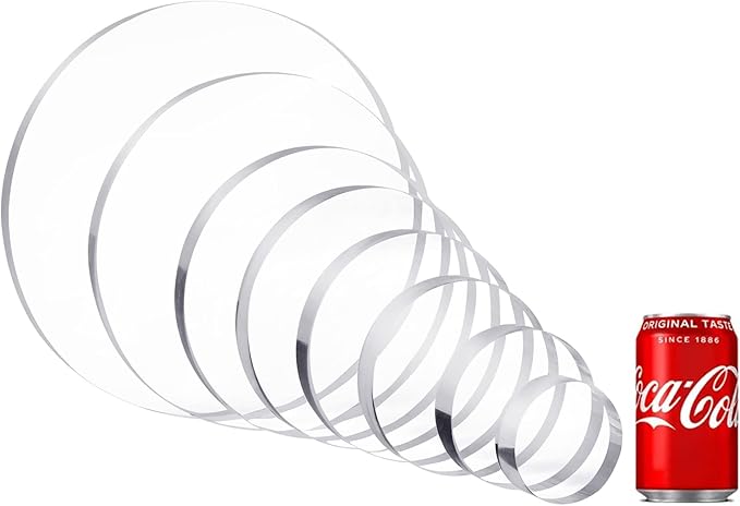 CiaoHER 1in Thickness 8in Diameter Acrylic Disc Display Block Clear Polished Round Pedestal Stand Riser 8" x 8" x 1", 1 Pack