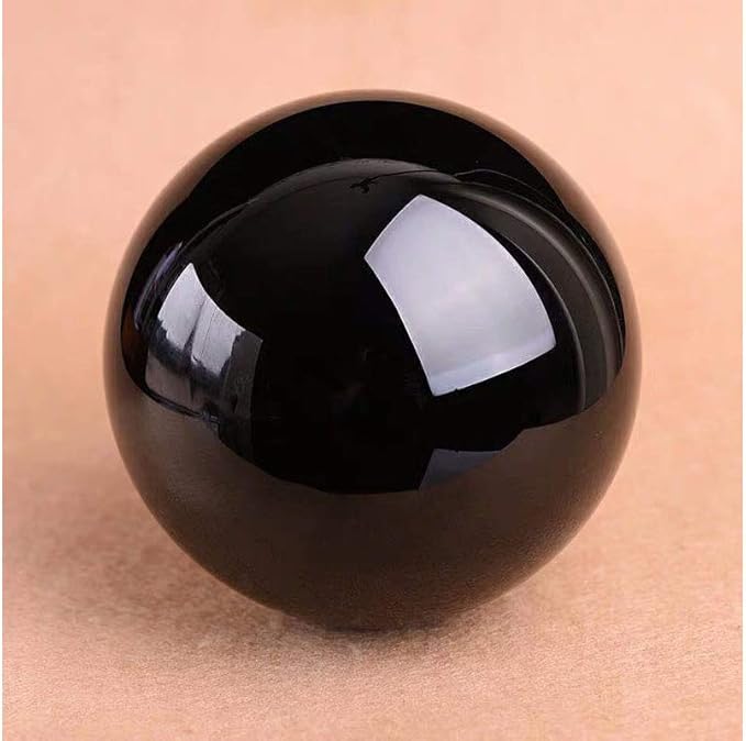 Natural Black Obsidian Healing Crystal Gemstone Sphere Ball for Reiki Balancing Meditation Energy Home and Office Decoration 70mm 500grams (7cm, Obisdian)