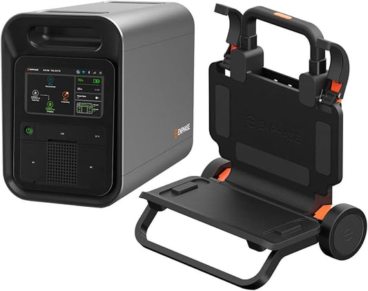 Enphase IQ PowerPack 1500 + IQ Cart – Advanced portable power with microinverter technology, LCD touchscreen, 4G cellular, Wi-Fi & Bluetooth, IQ Cart for easy mobility during camping or home backup